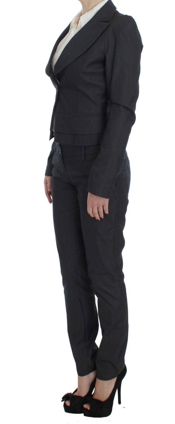 Exte Gray One Button Two Piece Women's Suit