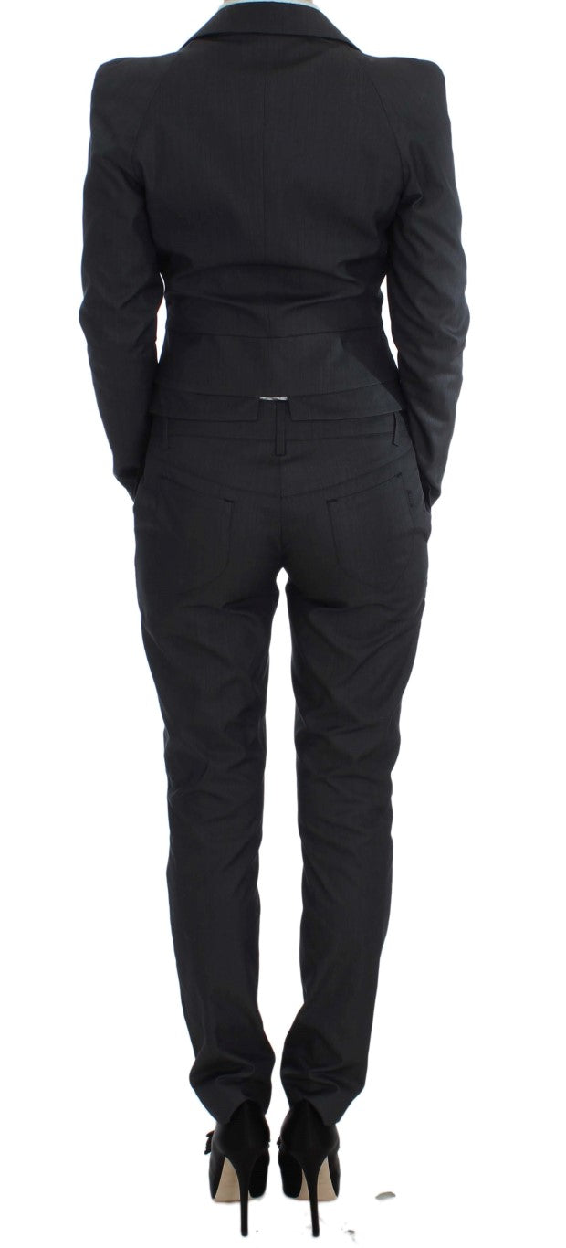 Exte Gray One Button Two Piece Women's Suit