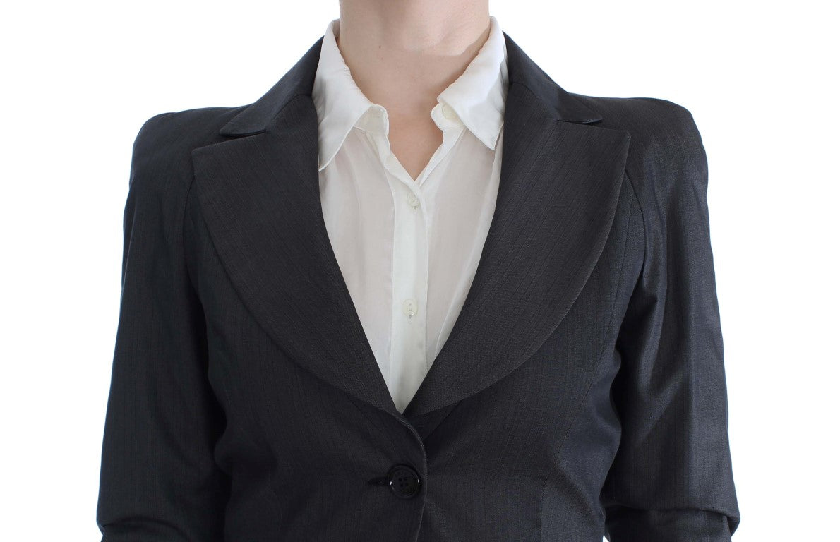 Exte Gray One Button Two Piece Women's Suit