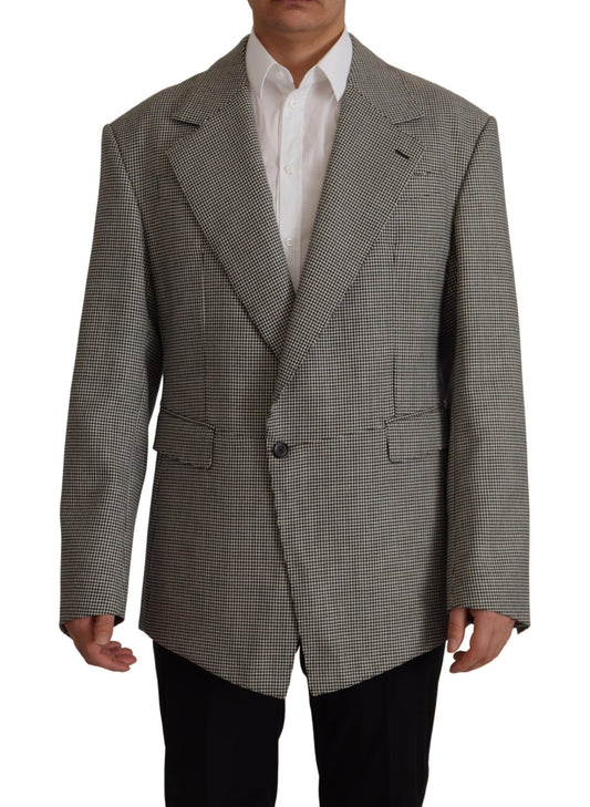 Dolce & Gabbana Gray Checkered Single Breasted Jacket Men's Blazer