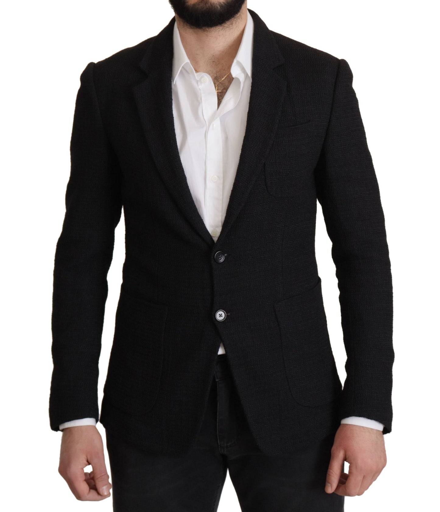Dolce & Gabbana Black Single Breasted Coat Men Men's Blazer