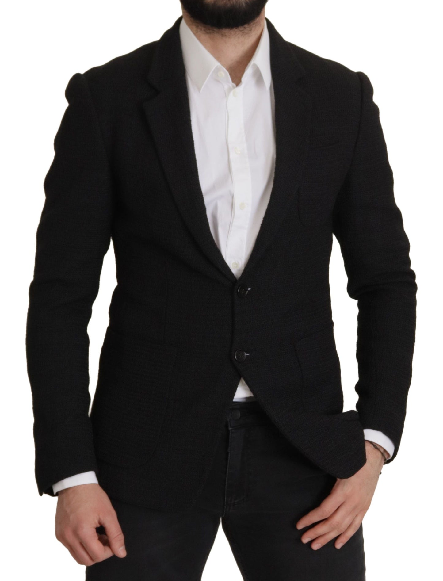 Dolce & Gabbana Black Single Breasted Coat Men Men's Blazer