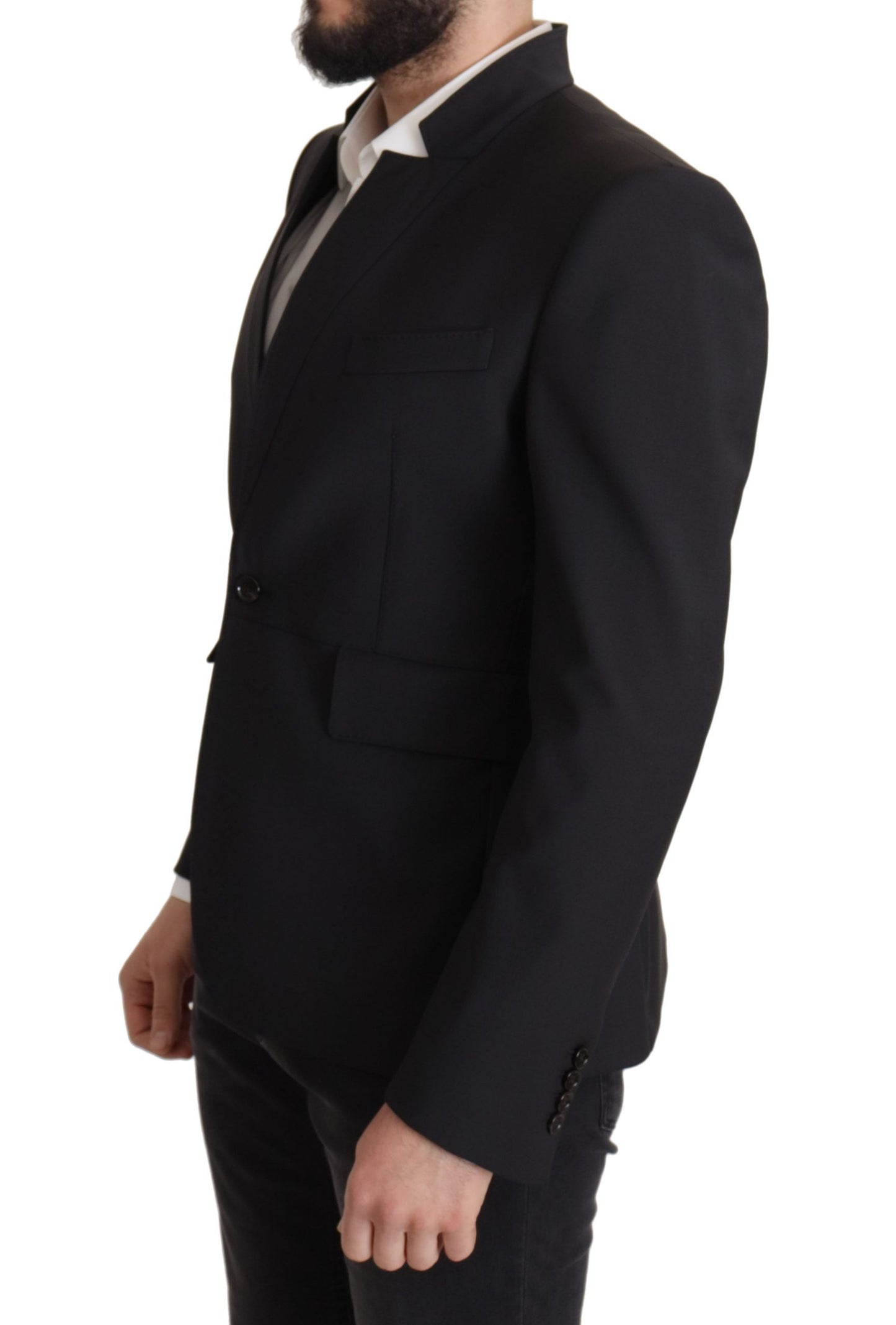 Dolce & Gabbana Black Wool Single Breasted Coat Men Men's Blazer