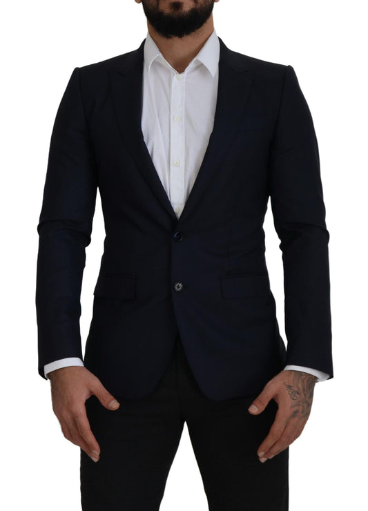 Dolce & Gabbana Blue Wool Single Breasted Coat Men's Blazer
