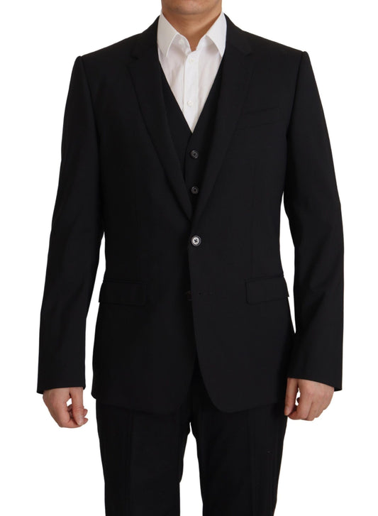 Dolce & Gabbana Black Jacket Vest 2 Piece MARTINI Men's Blazer