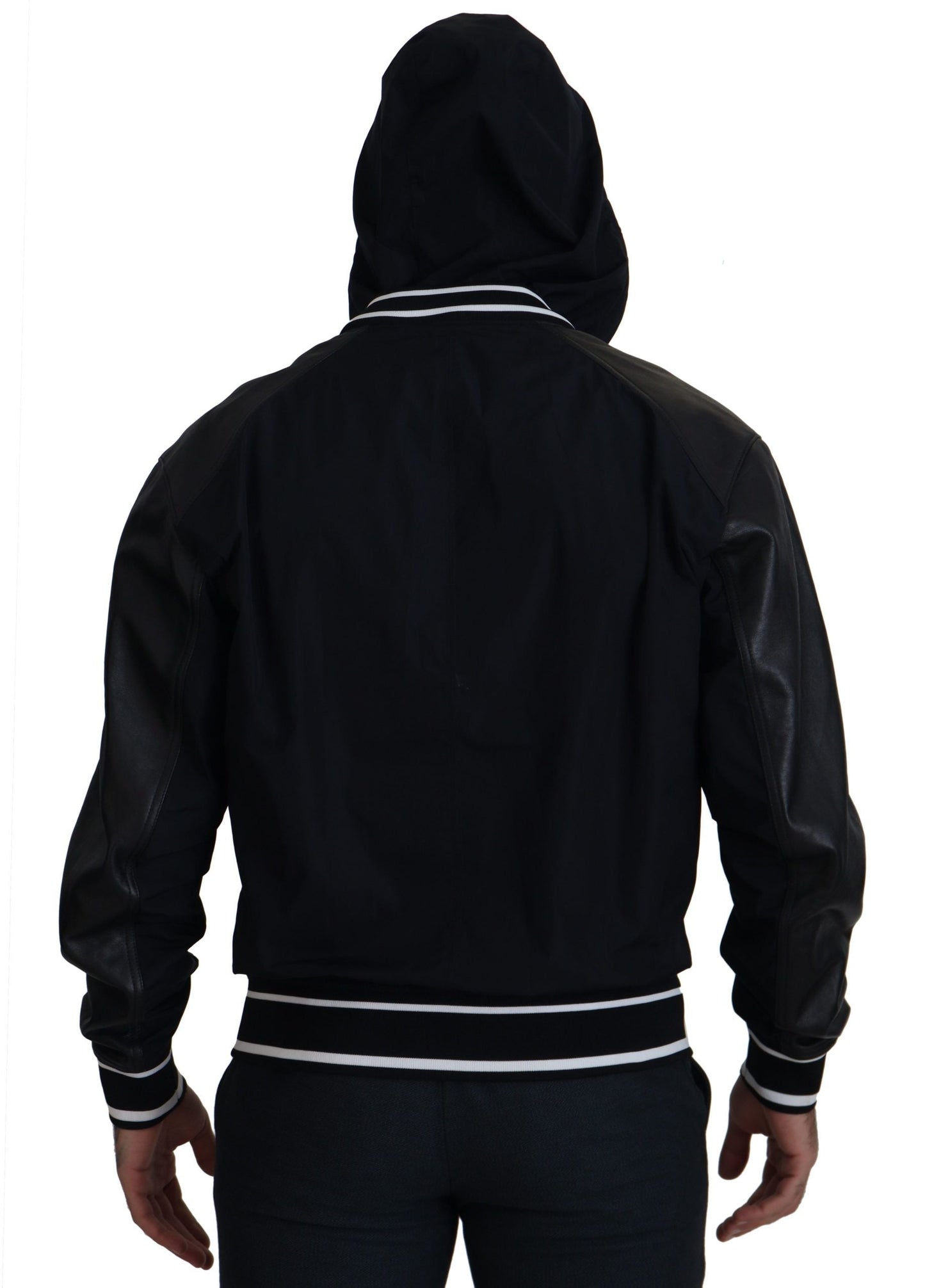Dolce & Gabbana Black Polyester Hooded Blouson Coat Men's Jacket