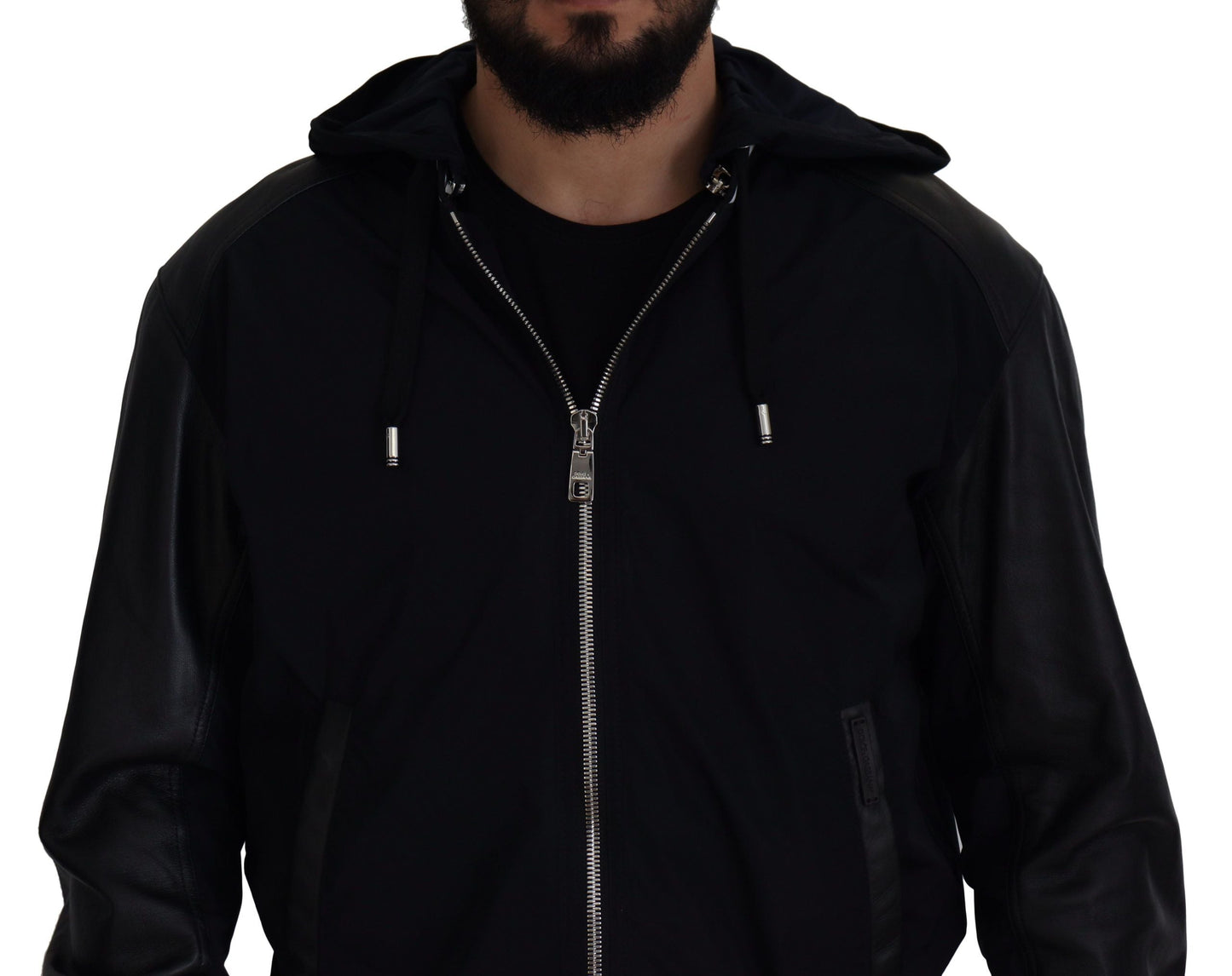 Dolce & Gabbana Black Polyester Hooded Blouson Coat Men's Jacket