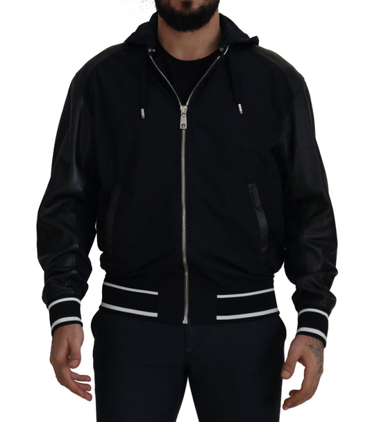 Dolce & Gabbana Black Polyester Hooded Blouson Coat Men's Jacket