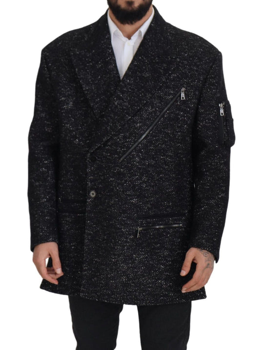 Dolce & Gabbana Black Wool Double Breasted Coat Men Men's Jacket
