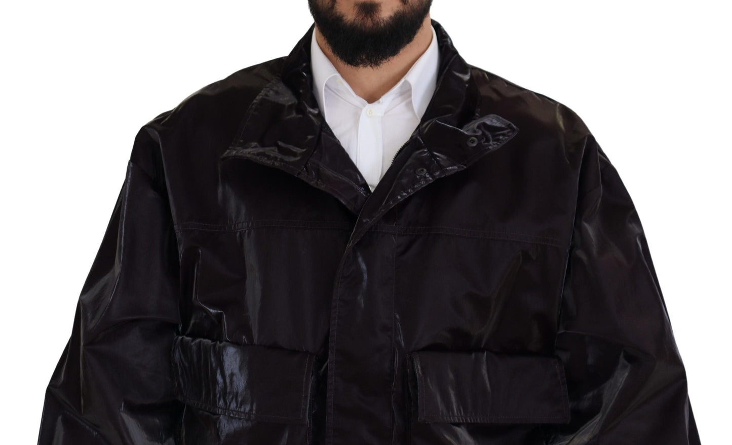Dolce & Gabbana Bordeaux Nylon Collared Men Coat Men's Jacket
