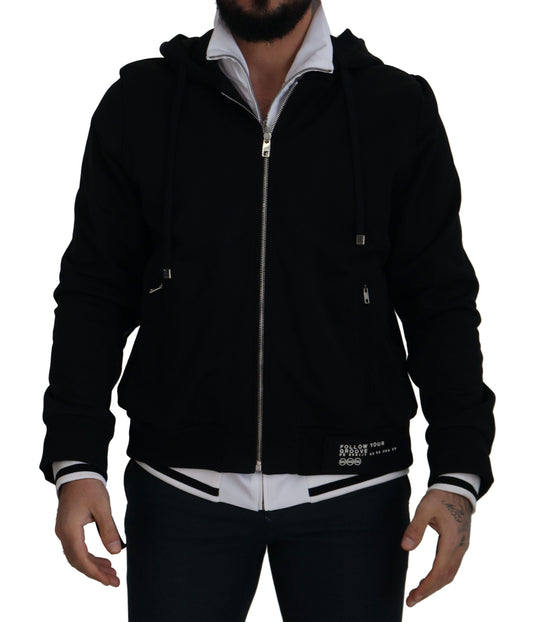 Dolce & Gabbana Black Polyester Hooded Full Zip Men's Jacket