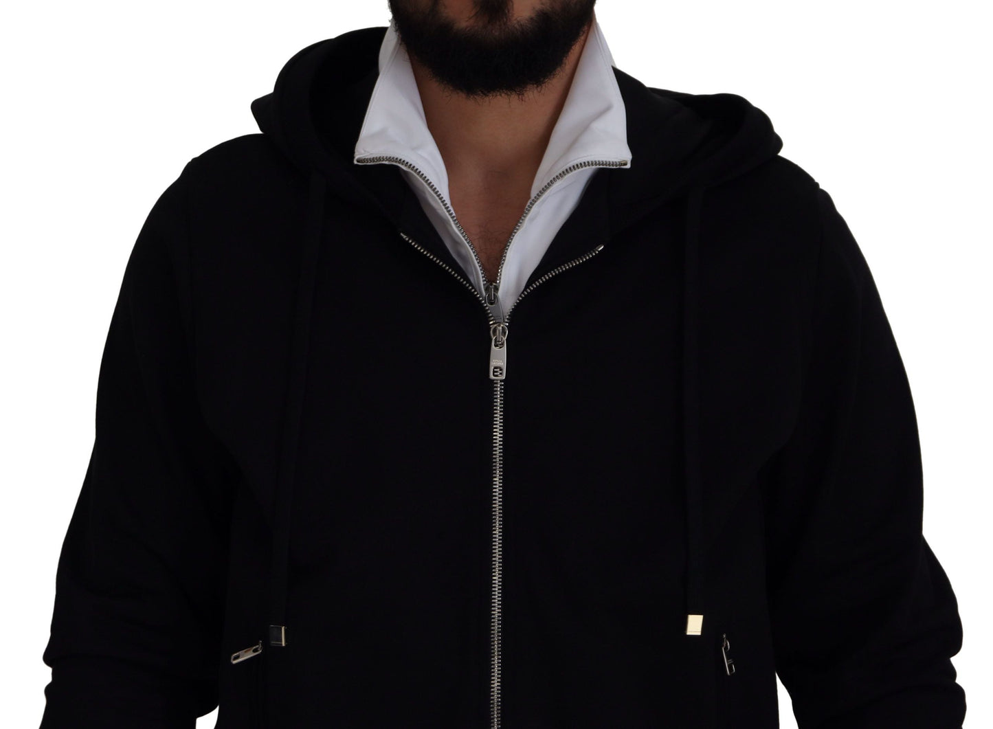 Dolce & Gabbana Black Polyester Hooded Full Zip Men's Jacket