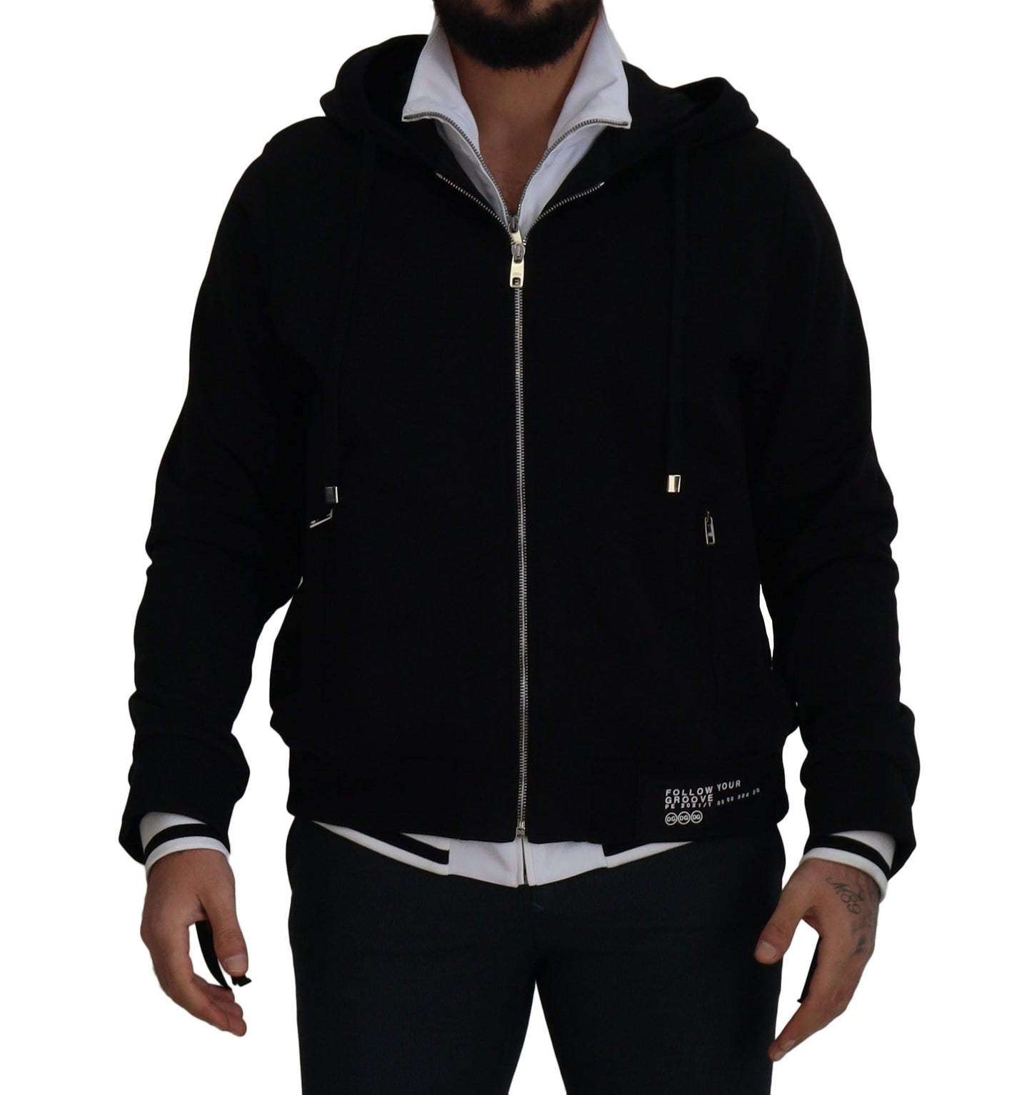 Dolce & Gabbana Black Polyester Hooded Full Zip Men's Jacket