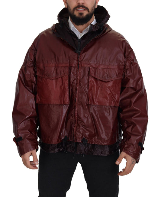 Dolce & Gabbana Bordeaux Cotton Hooded Full Zip Men's Jacket