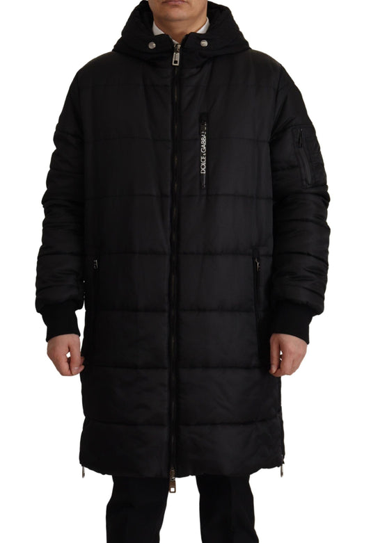 Dolce & Gabbana Black Nylon Hooded Parka Coat Winter Men's Jacket