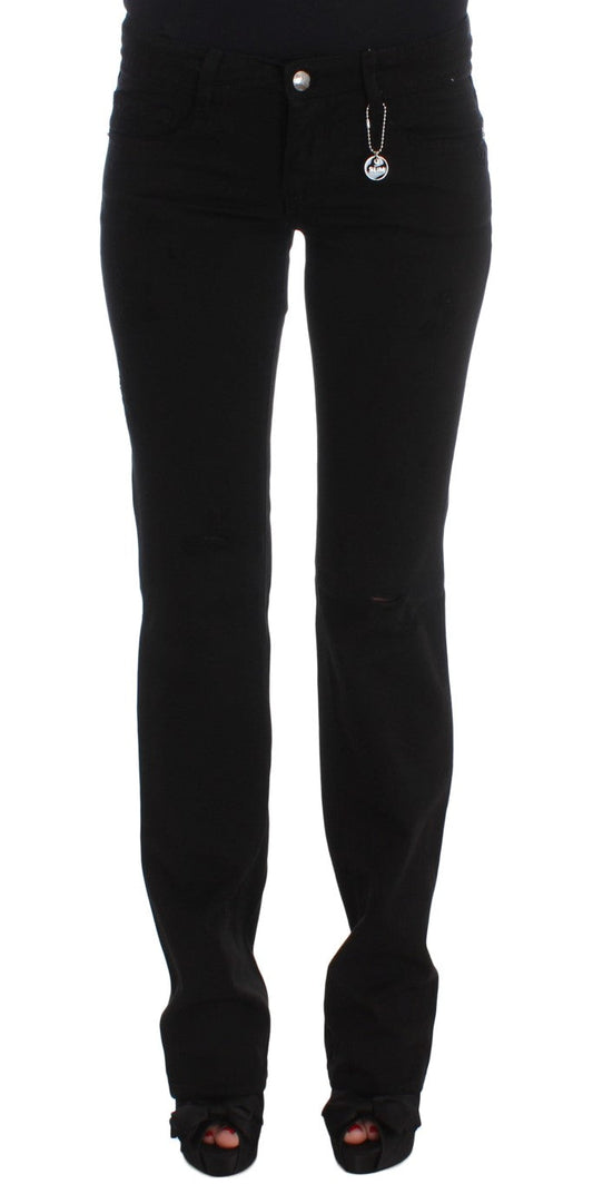 Costume National Black Cotton Slim Fit Bootcut Women's Jeans