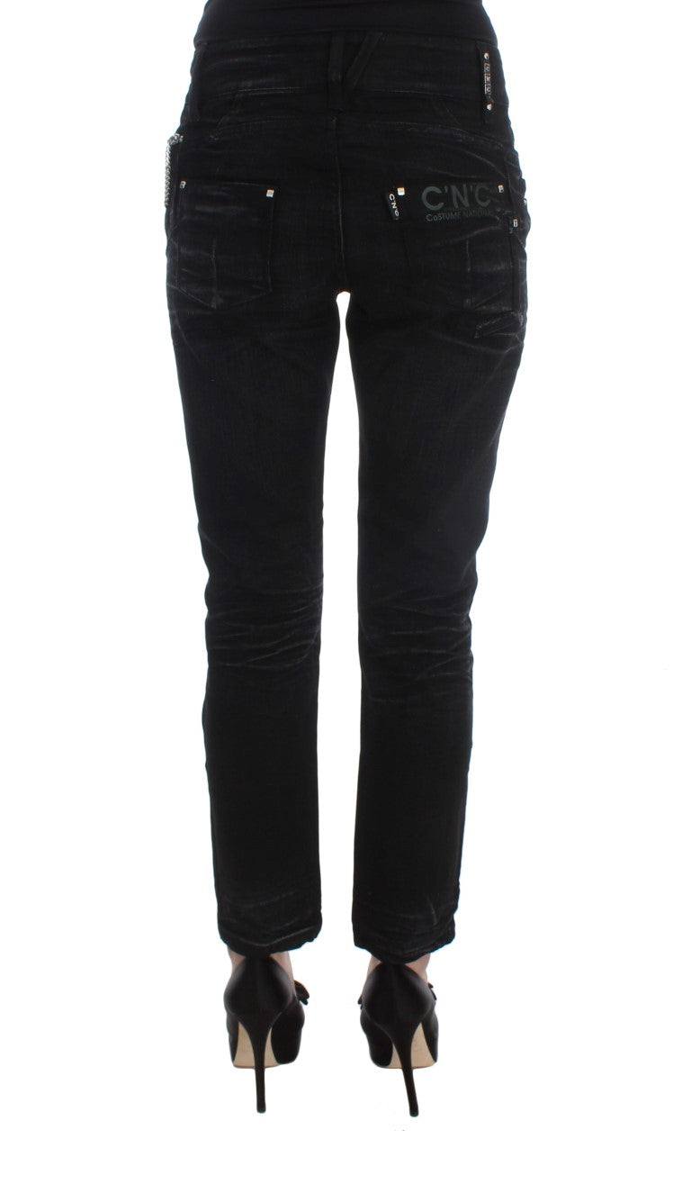 Costume National Black Cotton Slouchy Slims Fit Women's Jeans