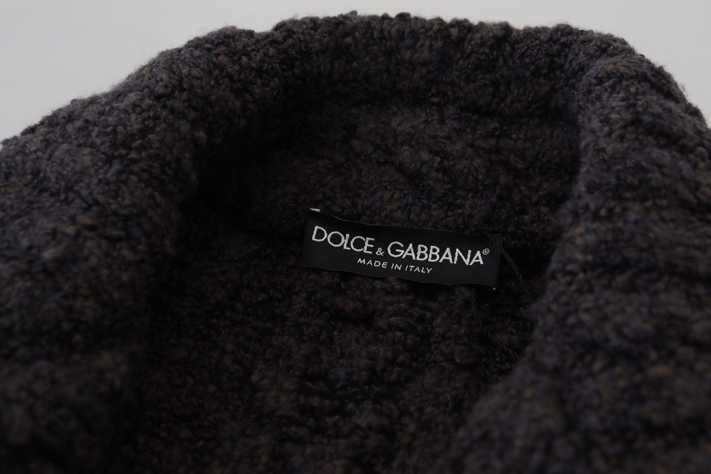 Dolce & Gabbana Black Wool Knit Double Breasted Coat Men's Jacket