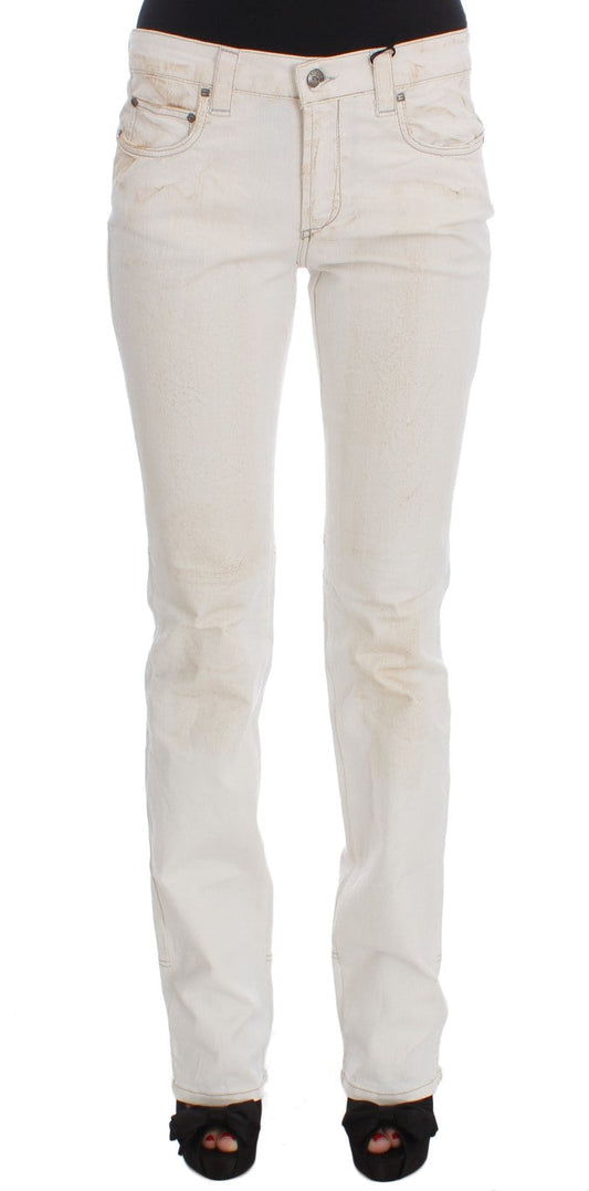 Costume National White Cotton Slim Fit Bootcut Women's Jeans