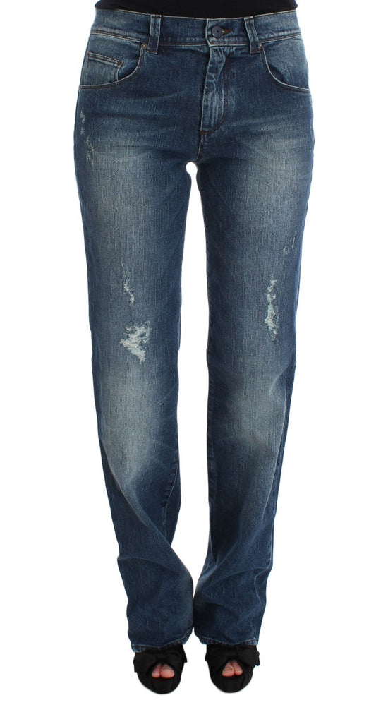 Ermanno Scervino Blue Wash Cotton Blend Slim Fit Women's Jeans