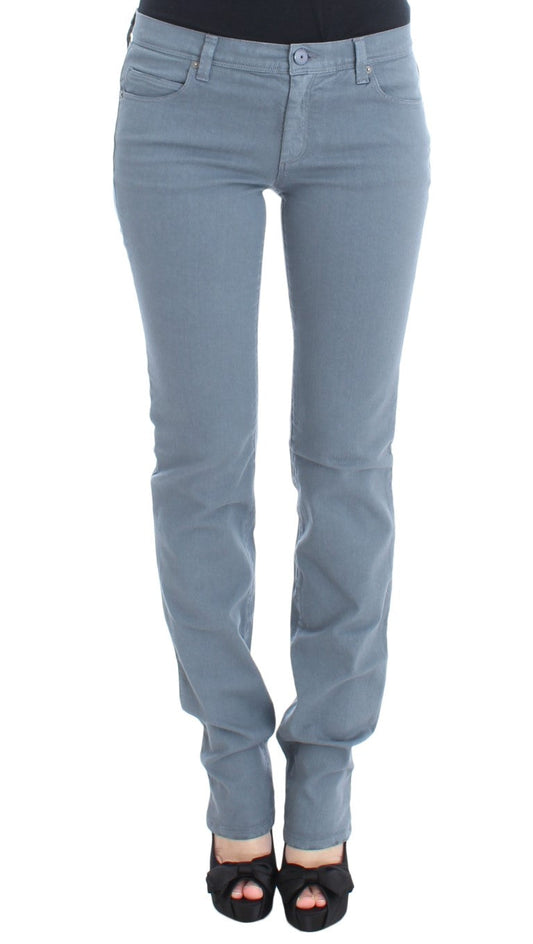 Ermanno Scervino Blue Cotton Blend Slim Fit Bootcut Women's Jeans