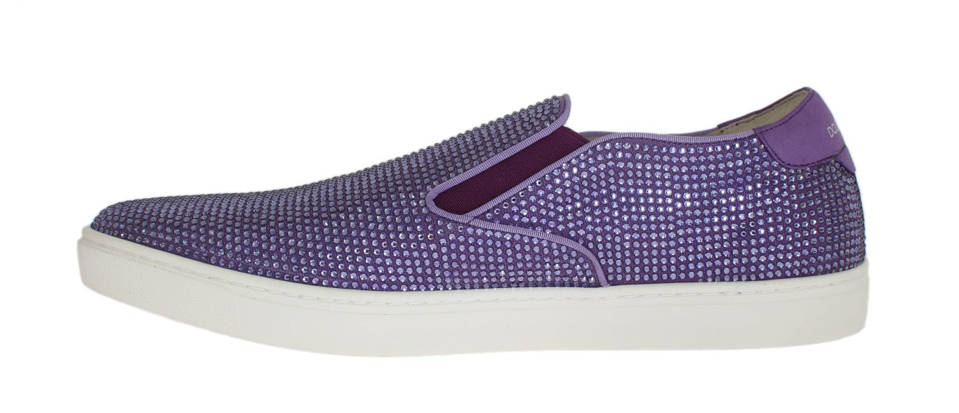 Dolce & Gabbana Purple Strass Canvas Logo Men's Sneakers