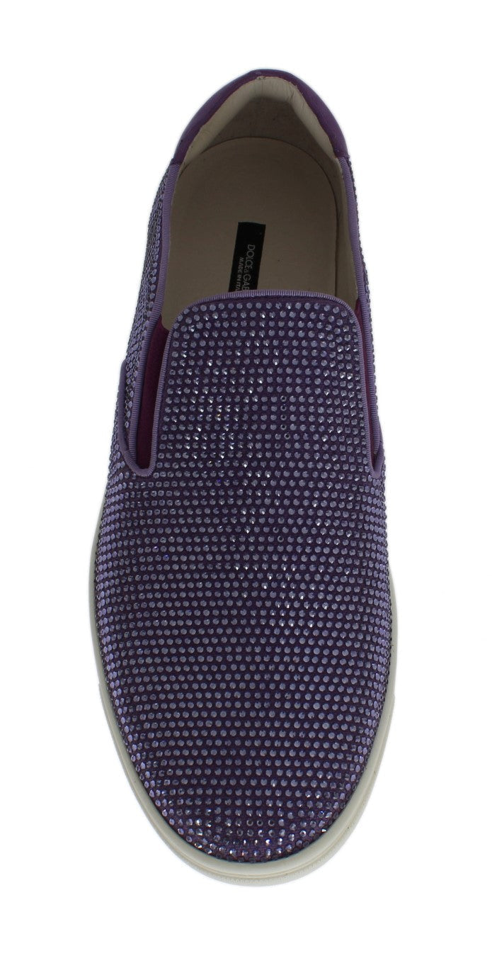 Dolce & Gabbana Purple Strass Canvas Logo Men's Sneakers