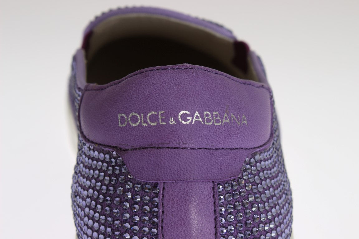 Dolce & Gabbana Purple Strass Canvas Logo Men's Sneakers