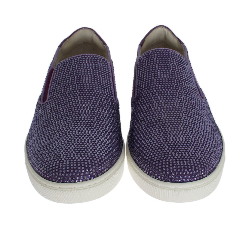 Dolce & Gabbana Purple Strass Canvas Logo Men's Sneakers