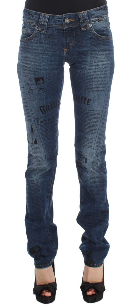John Galliano Blue Wash Cotton Blend Slim Fit Bootcut Women's Jeans