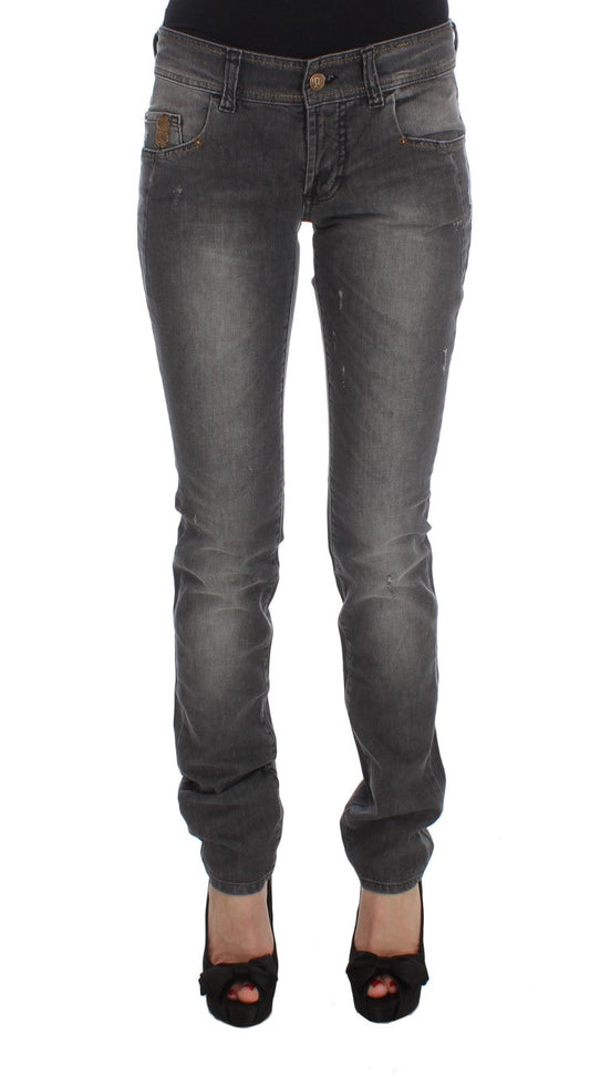 John Galliano Gray Wash Cotton Blend Slim Fit Stretch Women's Jeans