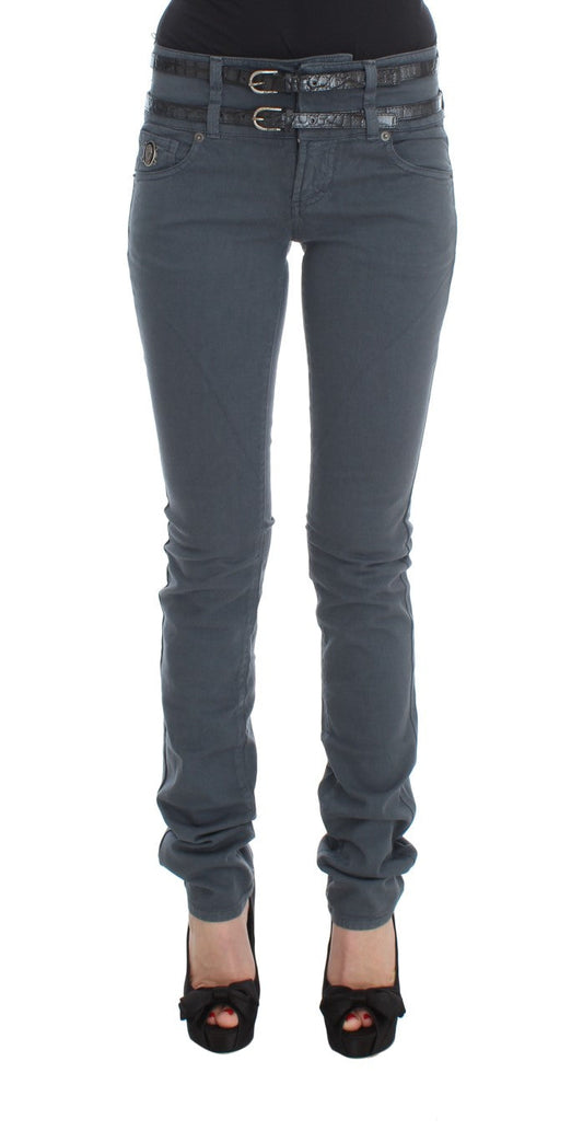 John Galliano Blue Cotton Blend Slim Fit High Waist Women's Jeans