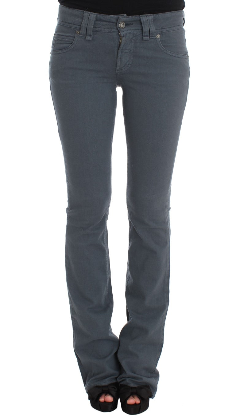 John Galliano Blue Cotton Blend Slim Fit Bootcut Women's Jeans