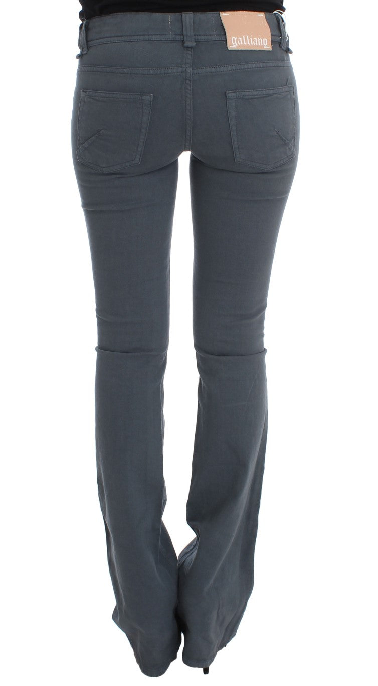 John Galliano Blue Cotton Blend Slim Fit Bootcut Women's Jeans