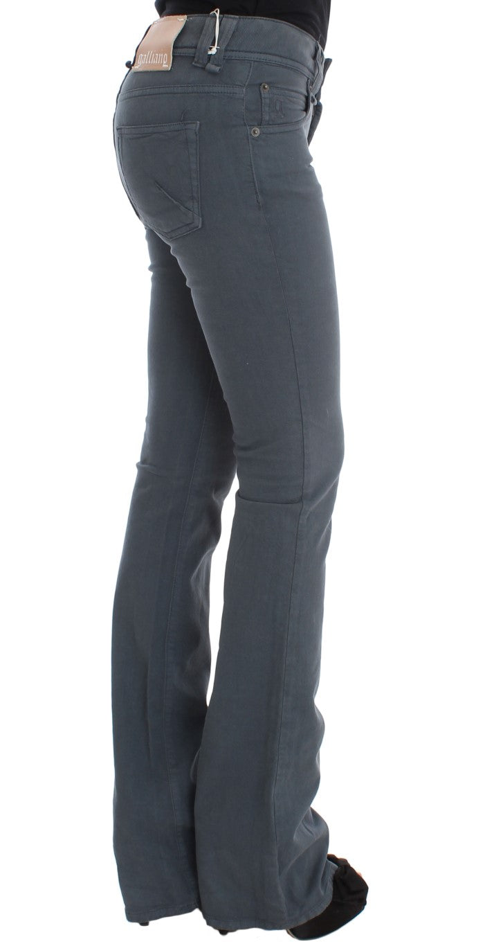 John Galliano Blue Cotton Blend Slim Fit Bootcut Women's Jeans