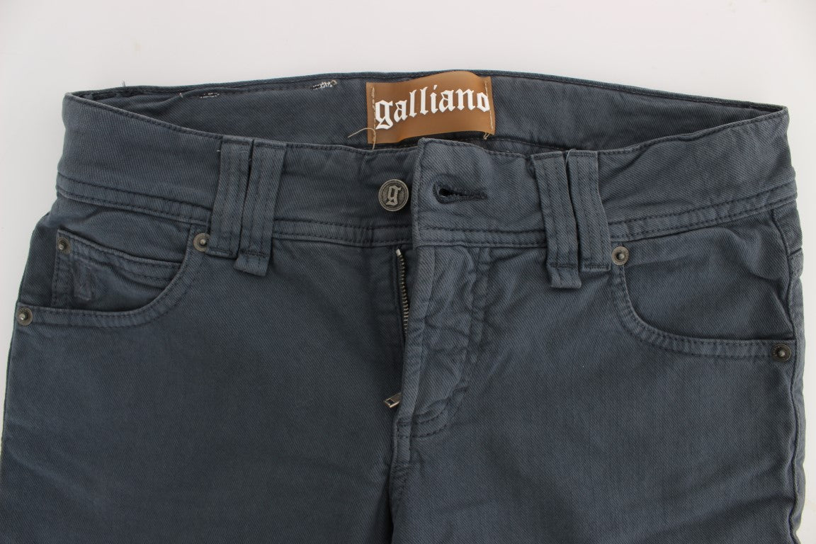 John Galliano Blue Cotton Blend Slim Fit Bootcut Women's Jeans
