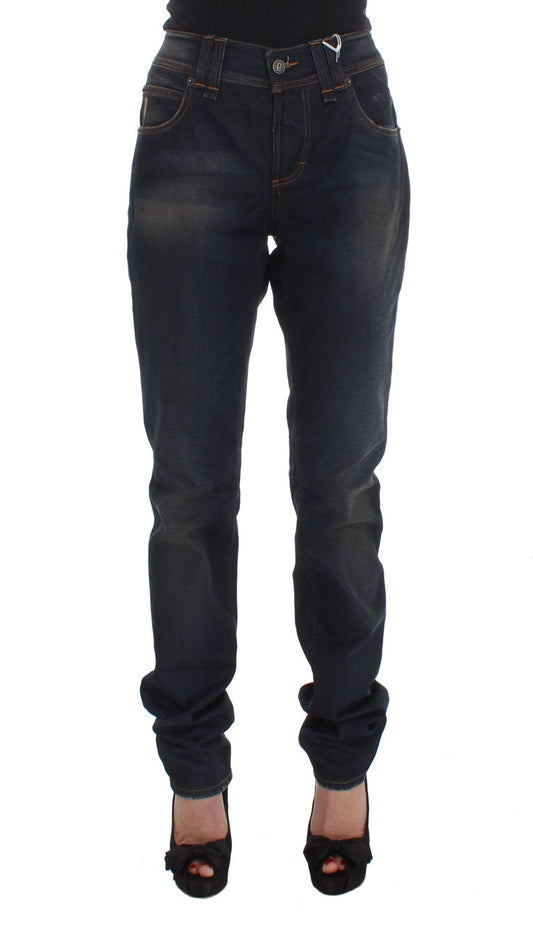 John Galliano Blue Wash Cotton Blend Boyfriend Fit Women's Jeans