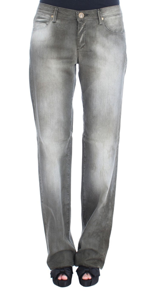 Ermanno Scervino Gray Cotton Blend Loose Fit Boyfriend Women's Jeans