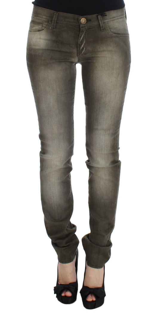 Ermanno Scervino Gray Wash Cotton Blend Slim Fit Women's Jeans
