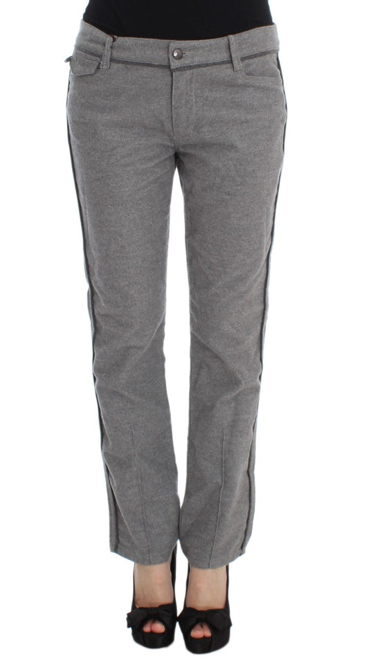 Ermanno Scervino Gray Cotton Straight Fit Casual Women's Pants