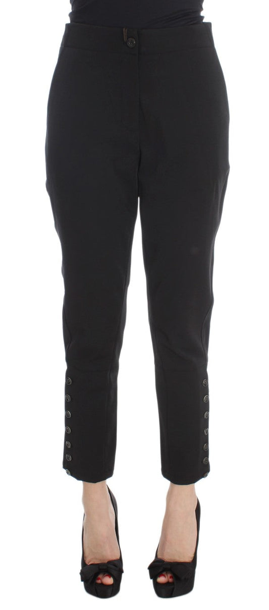 Ermanno Scervino Black Cotton Blend Capri Cropped Women's Pants