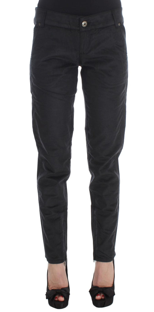 Ermanno Scervino Black Cotton Blend Regular Fit Women's Pants