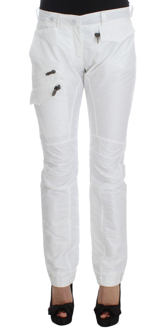 Ermanno Scervino White Nylon Padded Slim Fit Cargo Women's Pants