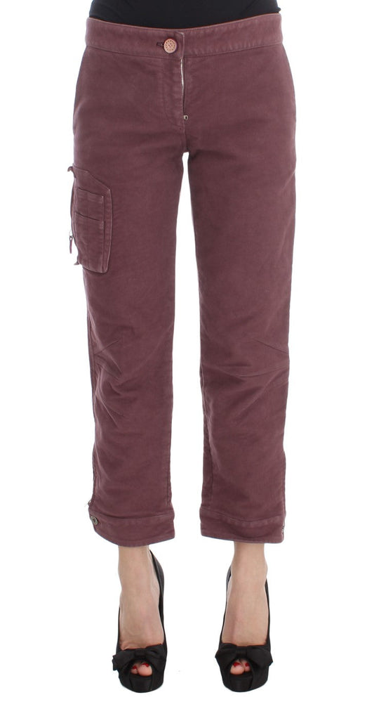 Ermanno Scervino Bordeaux Cotton Cropped Cargo Women's Pants