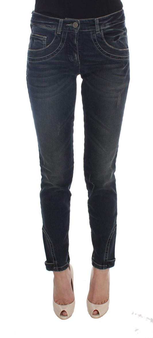 Ermanno Scervino Blue Cotton Blend Slim Fit Women's Jeans
