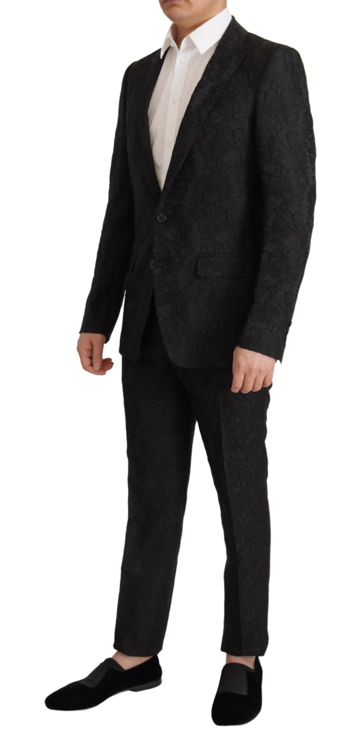 Dolce & Gabbana Black Brocade Formal 2 Piece MARTINI Men's Suit