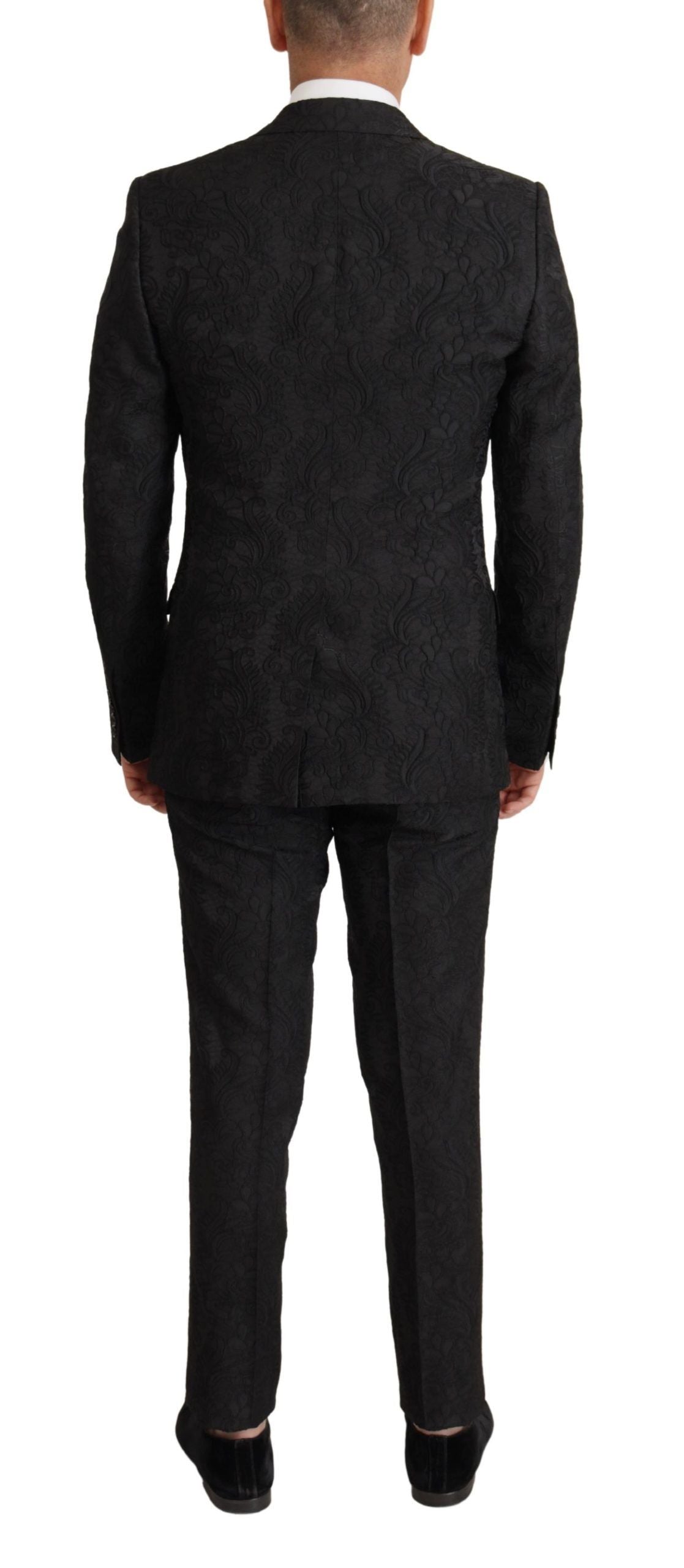 Dolce & Gabbana Black Brocade Formal 2 Piece MARTINI Men's Suit