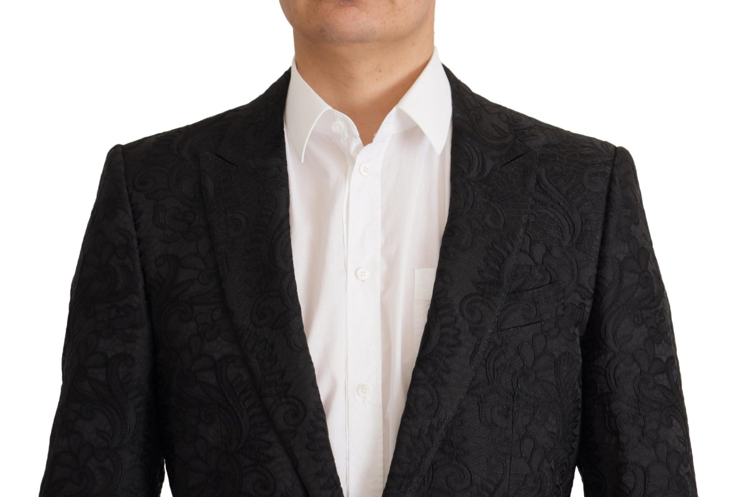 Dolce & Gabbana Black Brocade Formal 2 Piece MARTINI Men's Suit