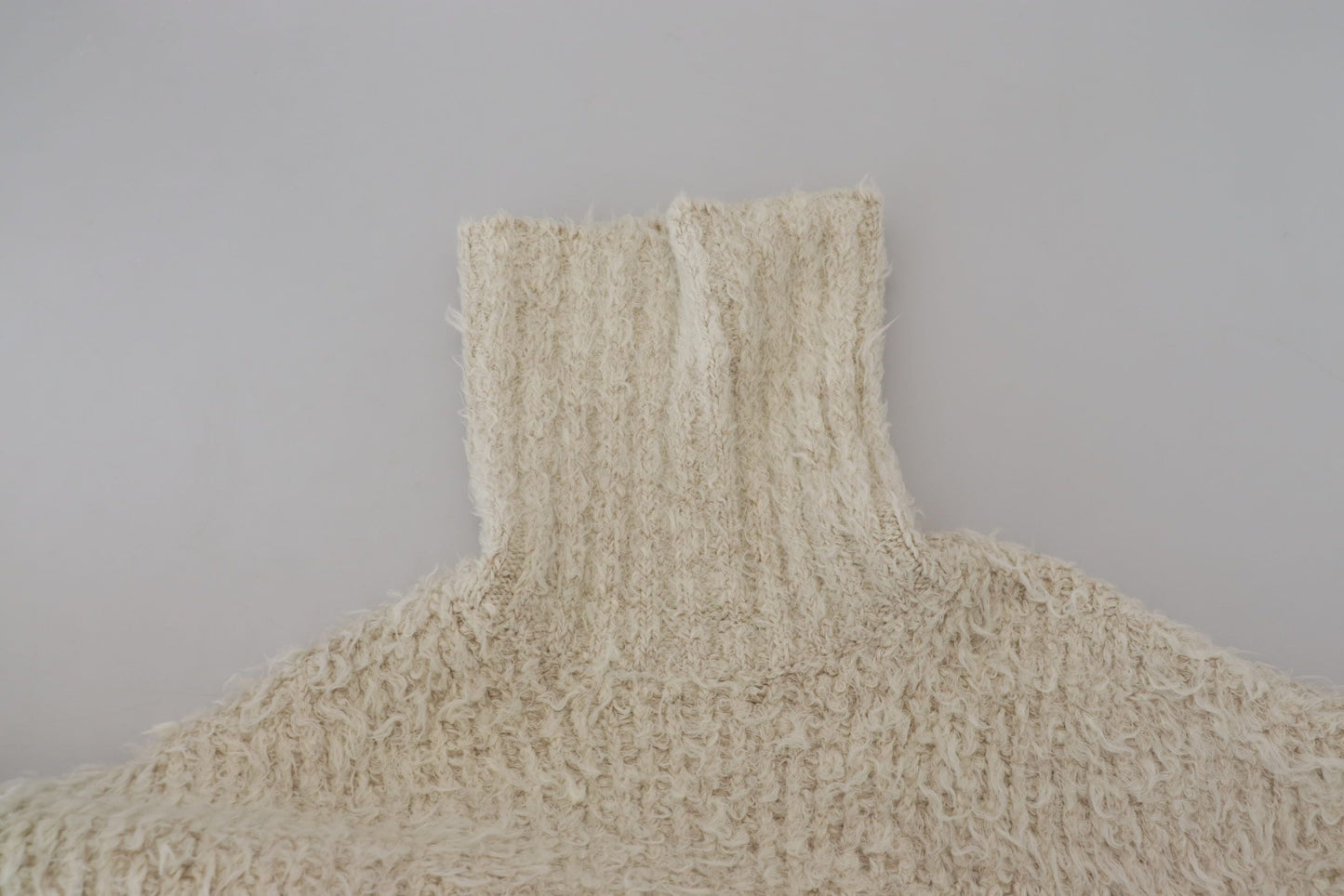 Dolce & Gabbana Cream Wool Knit Turtleneck Pullover Men's Sweater