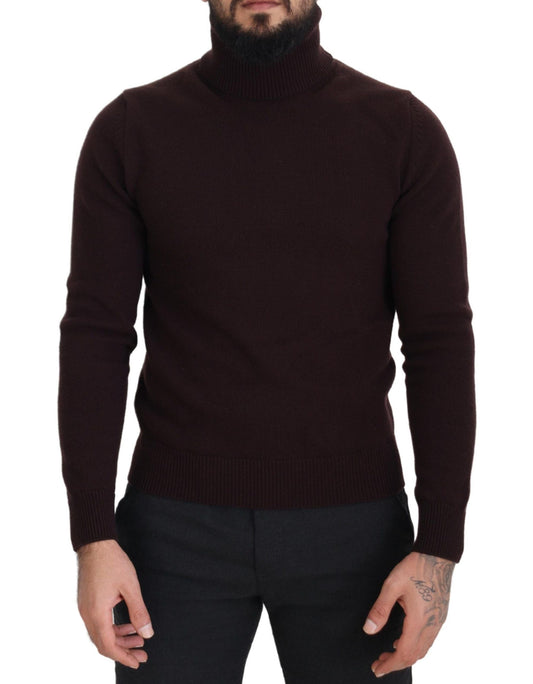Dolce & Gabbana Brown Wool Turtle Neck Pullover Men's Sweater